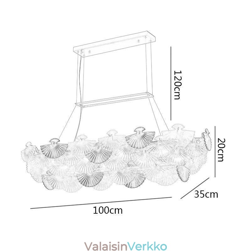 Eurooppalainen lasiriippuvalaisin, tuulettimen muotoinen taidekattokruunu