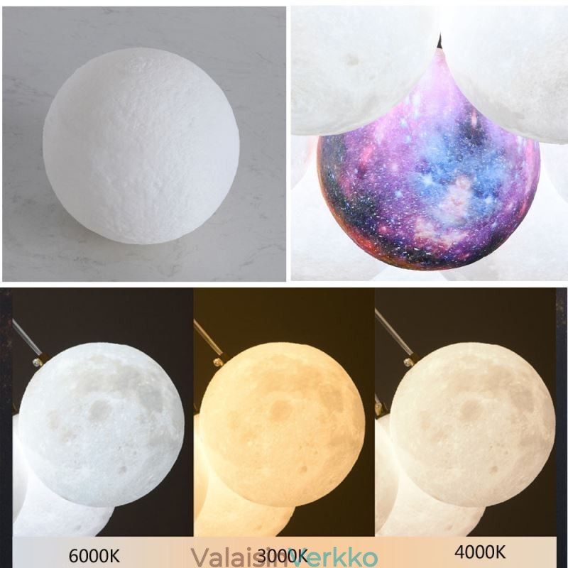 Moon Bubble Kattokruunu Moderni 3D Print Balls -riippuvalaisin