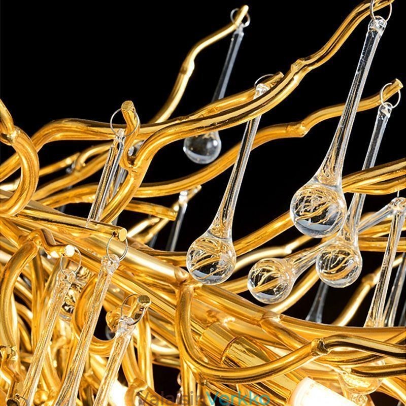 Ylellinen kristallikruunu kultainen moderni kattoon riippuva lamppu ruokailutila