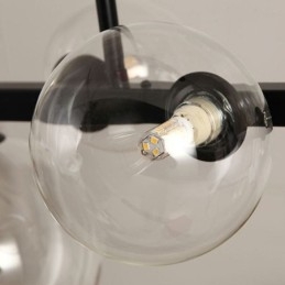 Modernit lasikuplariippuvalaisimet, mustat pitkät kiinnikevalaisimet