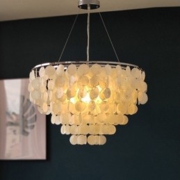 Capiz Shell Pendant Light Natural riippuva pyöreä kerroksellinen kattokruunu
