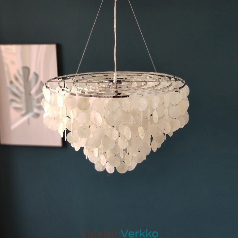 Capiz Shell Pendant Light Natural riippuva pyöreä kerroksellinen kattokruunu