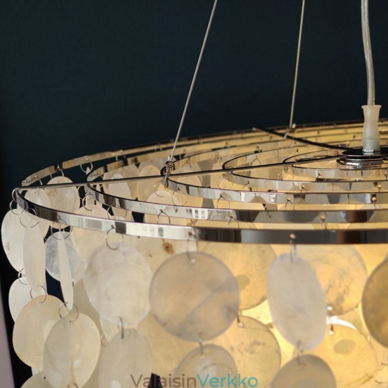 Capiz Shell Pendant Light Natural riippuva pyöreä kerroksellinen kattokruunu