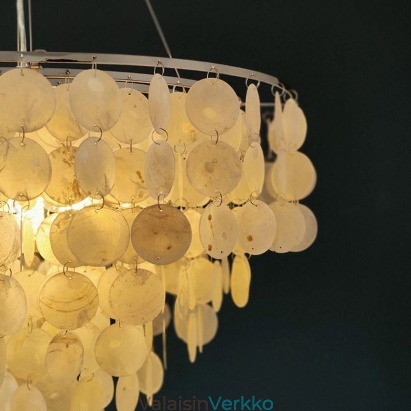 Capiz Shell Pendant Light Natural riippuva pyöreä kerroksellinen kattokruunu