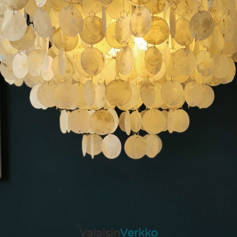 Capiz Shell Pendant Light Natural riippuva pyöreä kerroksellinen kattokruunu