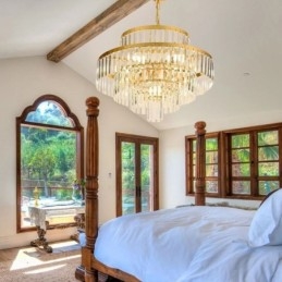 Kultainen kristalliriippuvalaisin 4 tasoa kattovalaisin 7 valoa