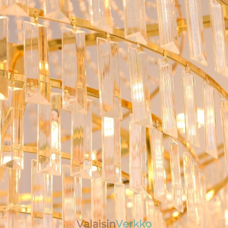 Kultainen kristalliriippuvalaisin 4 tasoa kattovalaisin 7 valoa