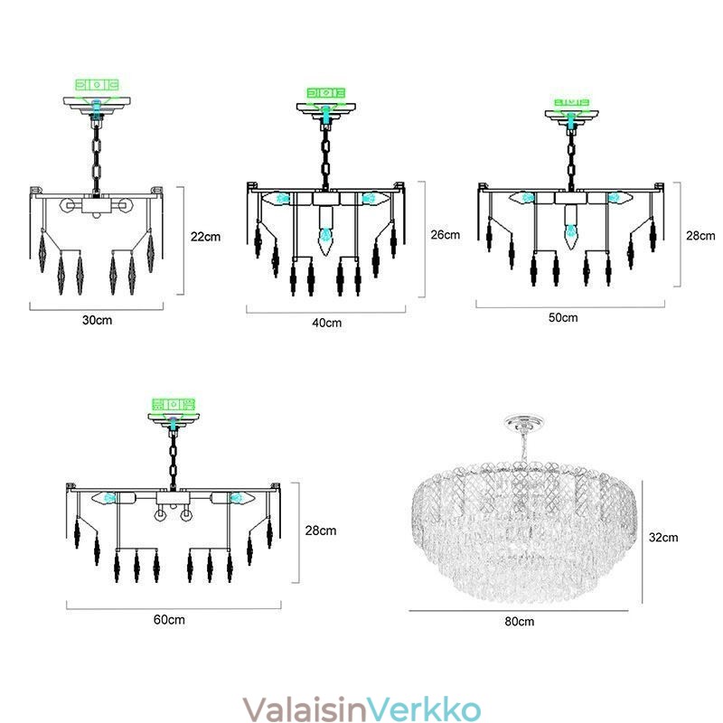 Ylellinen eurooppalainen riippuvalaisin kristallikattovalaisin