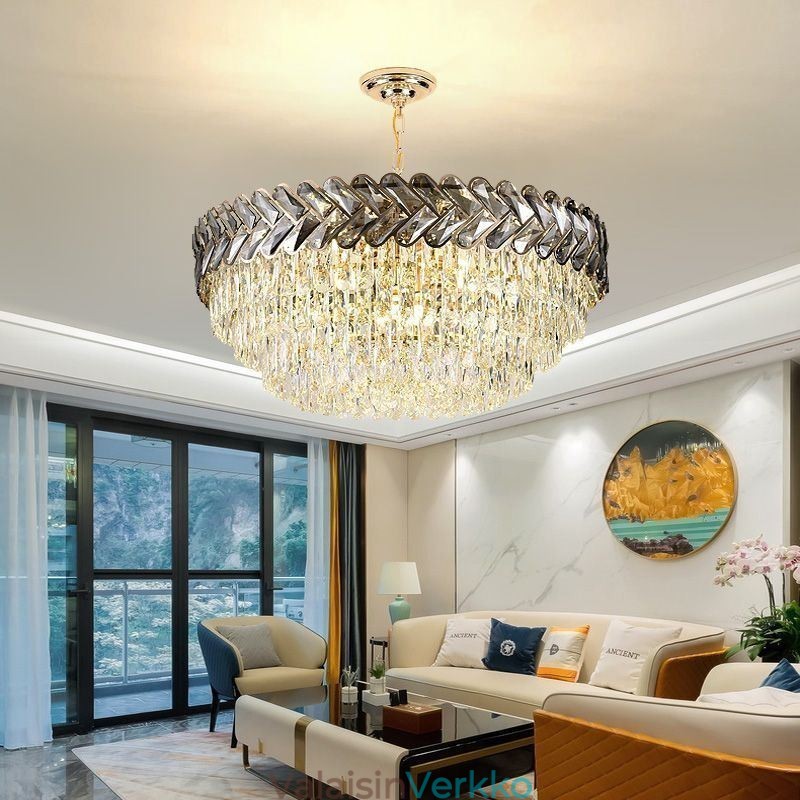 Crystal Pendant Light kultainen kattovalaisin