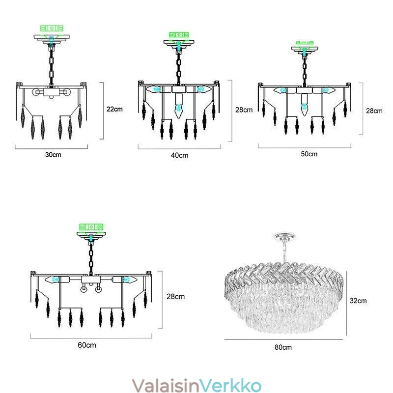 Crystal Pendant Light kultainen kattovalaisin