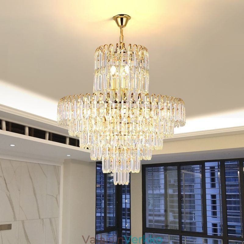 Tyylikäs riippuvalaisin, kristalli pyöreä kattovalaisin