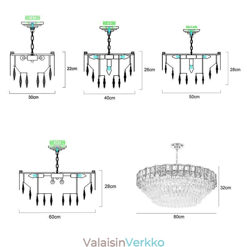 Kristalliriippuvalaisin nykyaikaiset kattovalaisimet