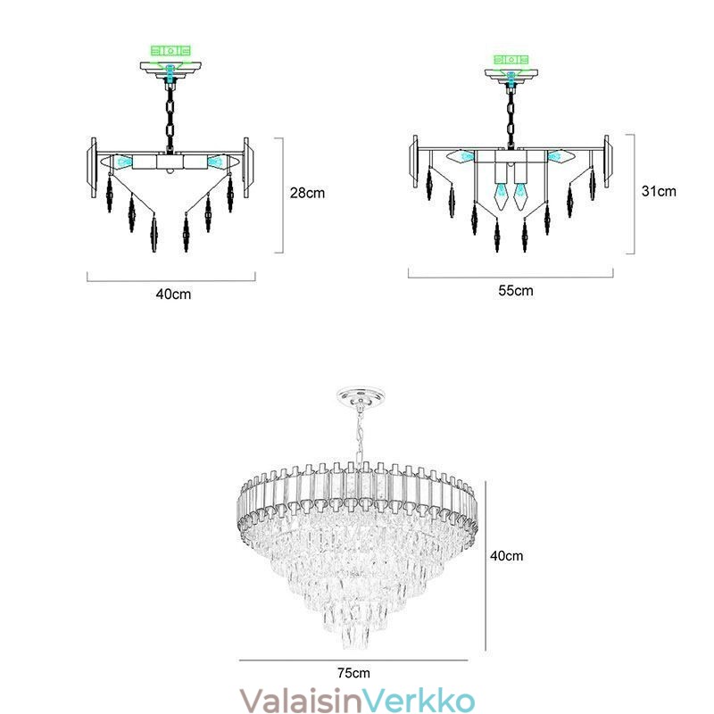 Ylellinen kristalliriippuvalaisin pyöreä kattovalaistus
