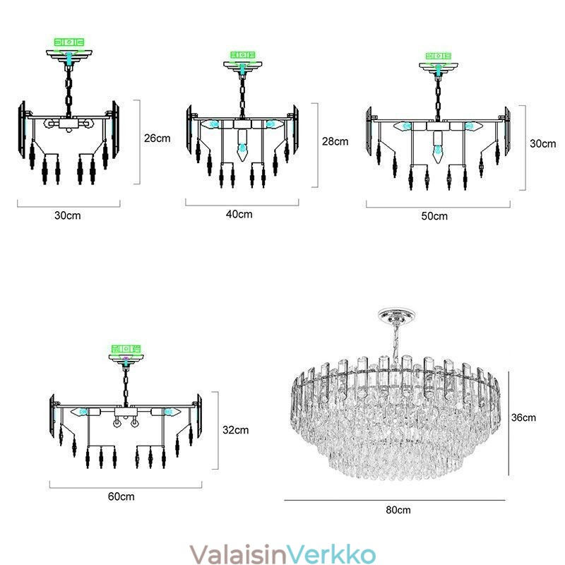 Eurooppalainen riippuvalaisin Moderni K9-kristallivalaistus