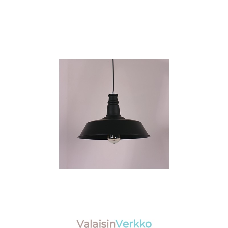 Musta moderni riippuvalaisin pyöreässä lampunvarjostimessa