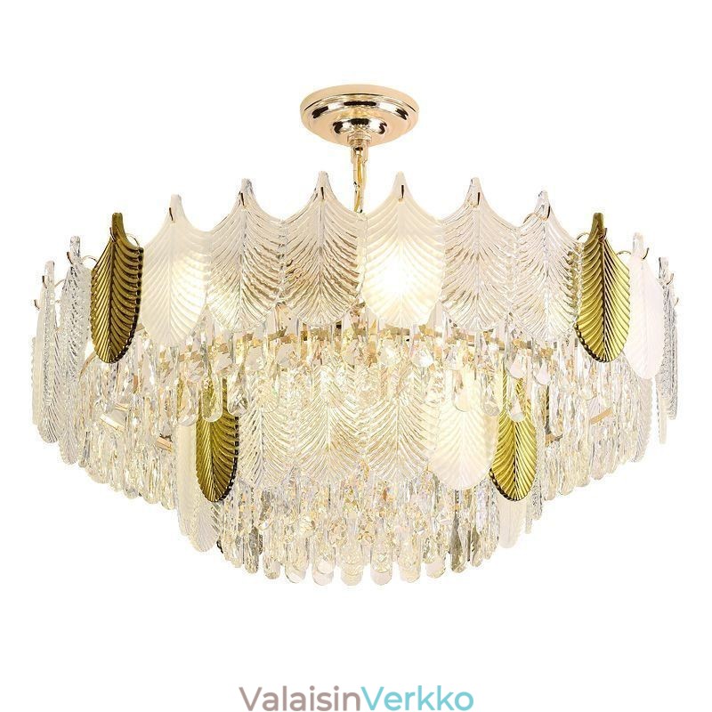 Ylellinen lehtiriippuvalaisin kristallikattovalaisin