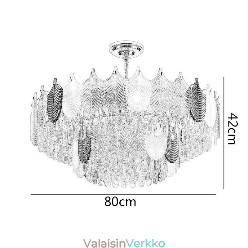Ylellinen lehtiriippuvalaisin kristallikattovalaisin