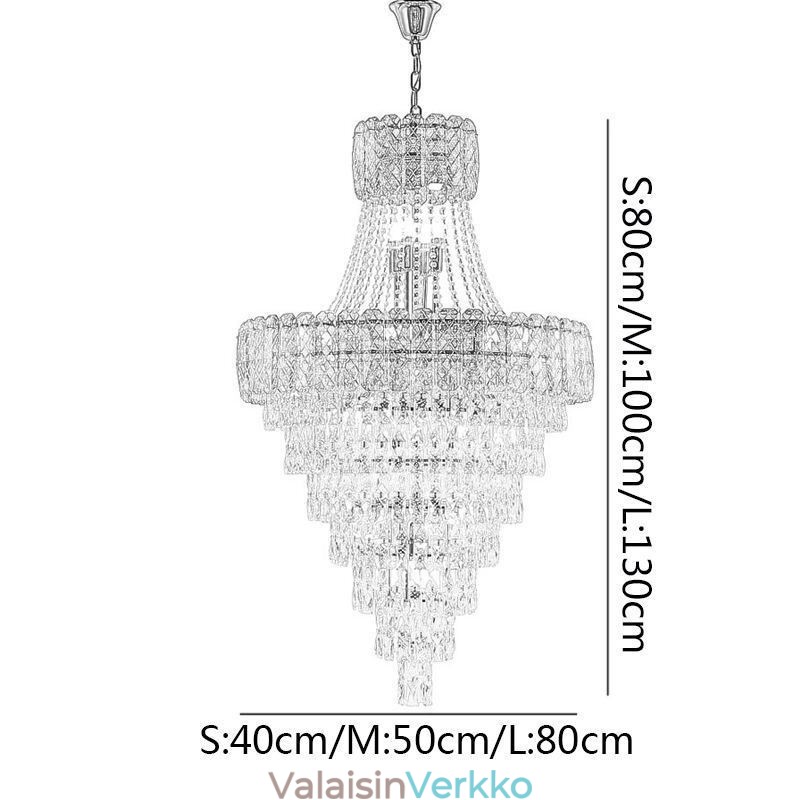 Moderni tyylikäs kristalliriippuvalaisin kartiomainen kattovalaisin