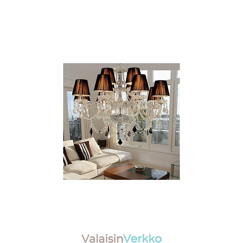 Tyylikäs kristallikruunu 12 valolla