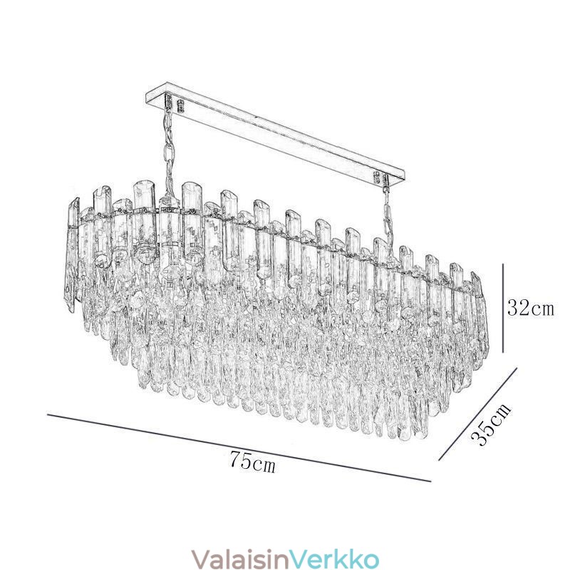 Moderni kristalliriippuvalaisin soikea kattovalaisin