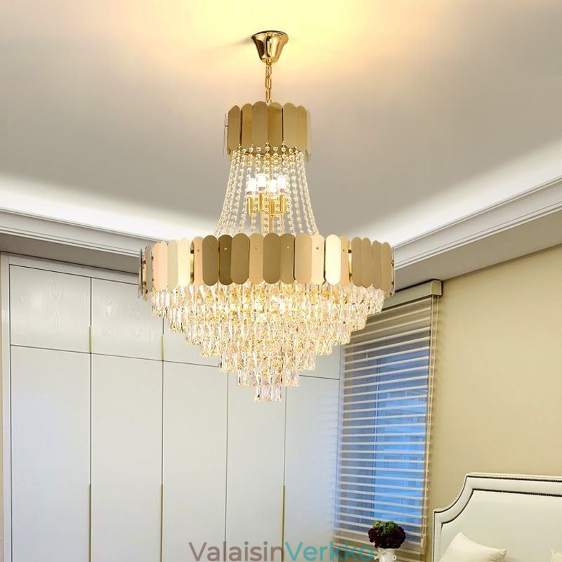 Moderni Crystal Gold K9 riippuva kattovalaisin