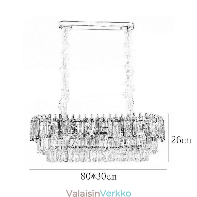 Suorakulmio riippuvalaisin Crystal kattovalaisin