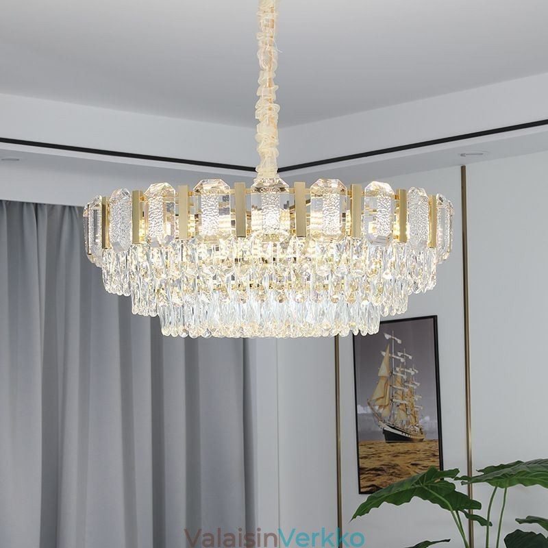 Kristalliriippuvainen pyöreä kattovalaisin