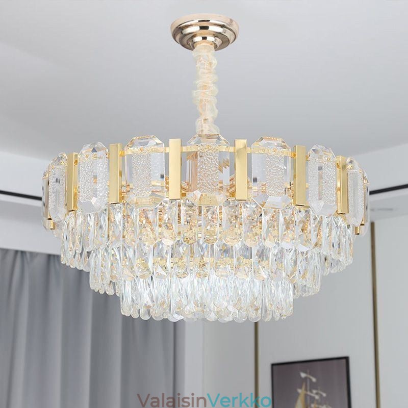 Kristalliriippuvainen pyöreä kattovalaisin