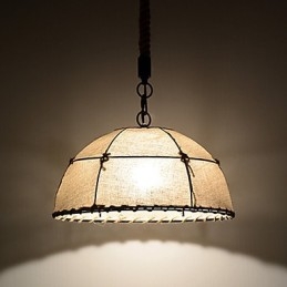 Puolipyöreä muotoinen 1 valot riippuvalaisimet vintage-tyylinen teollisuustyylinen keltainen kangas- ja metallipisaravalo