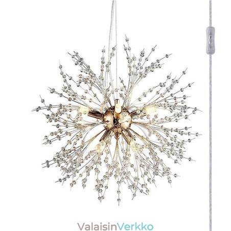 Ilotulituskattokruunu 8 valoa Voikukkariippuvalaisin Ilotulituskattokruunu 8 valoa Voikukkariippuvalaisin
