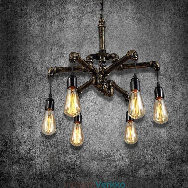 6 Kevyt Retro Industrial Vintage Water Pipe Riipus Valokruunu Country Rustic Style