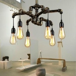 6 Kevyt Retro Industrial Vintage Water Pipe Riipus Valokruunu Country Rustic Style