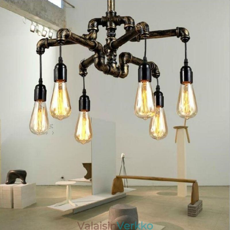 6 Kevyt Retro Industrial Vintage Water Pipe Riipus Valokruunu Country Rustic Style