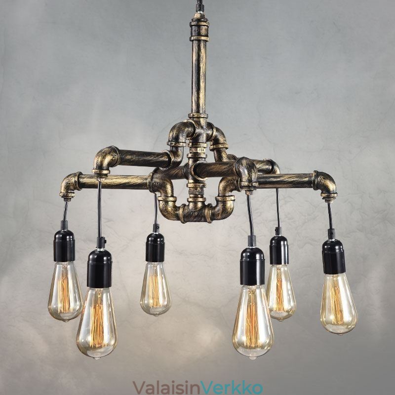 6 Kevyt Retro Industrial Vintage Water Pipe Riipus Valokruunu Country Rustic Style