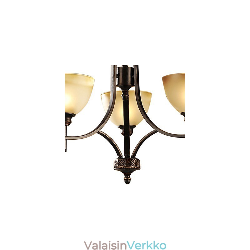 Tyylikäs kattokruunu, jossa on 3 valoa lämpimässä valossa