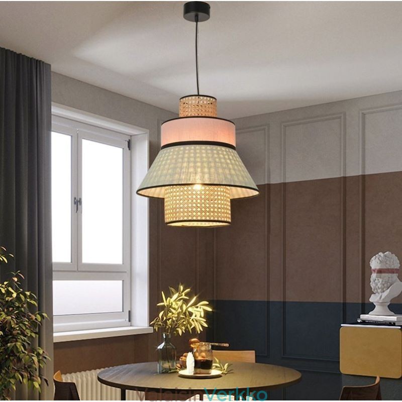 1 Kevyt mekko Lampunvarjostin Riippuvalaisin Bambu Weave Valaistus