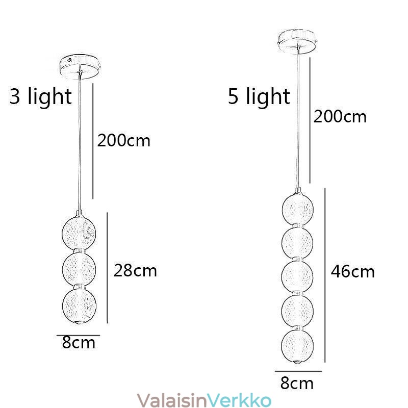 Riippuvalaisin Akryylihelmillä koristeellinen valaistus