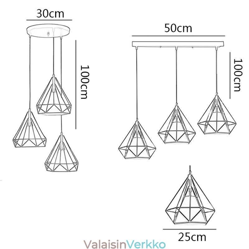 Timantin muotoinen riippuvalaisin Moderni minimalistinen koristeellinen valaisin