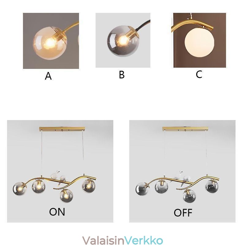 Moderni minimalistinen oksariippuvalaisin 4 lampun koristevalo
