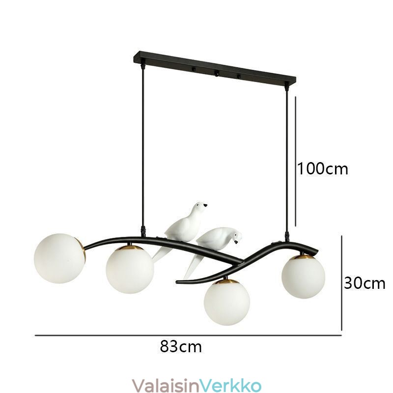 Moderni minimalistinen oksariippuvalaisin 4 lampun koristevalo