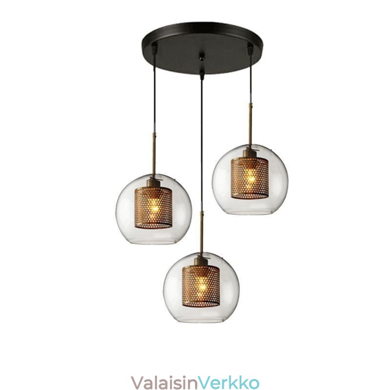 Minimalistinen lasiklusteririippuvalaisin 3 valon kattovalaisin
