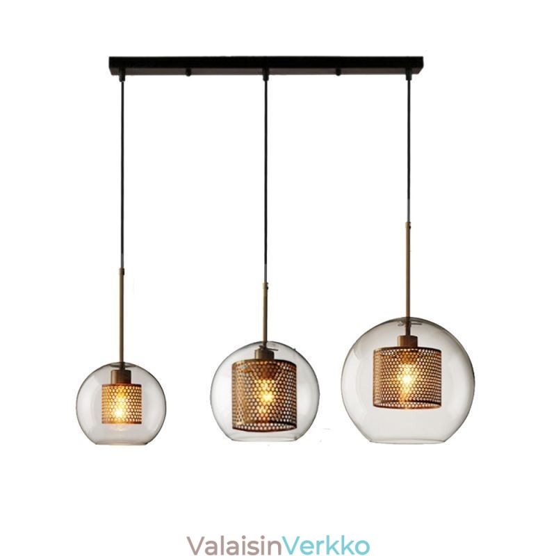 Minimalistinen lasiklusteririippuvalaisin 3 valon kattovalaisin