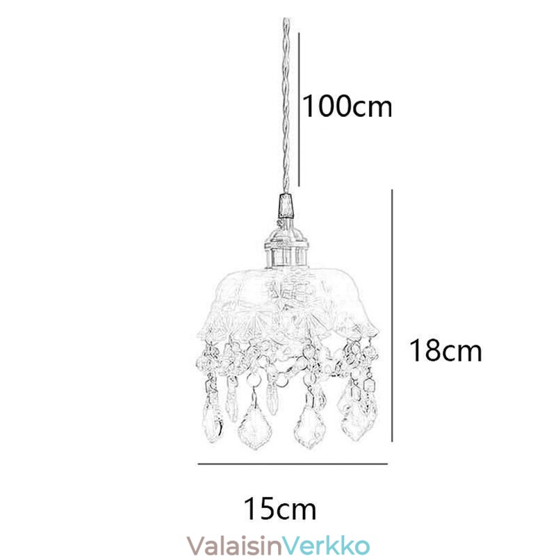 Tyylikäs lasiriippuvalaisin, yksipäinen miniriippuvalaisin