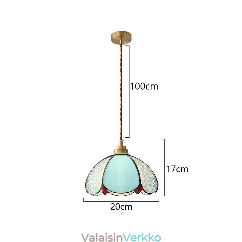 Minimalistinen terälehtilasinen riippuvalaisin, yksipäinen lasiriippuvalaisin