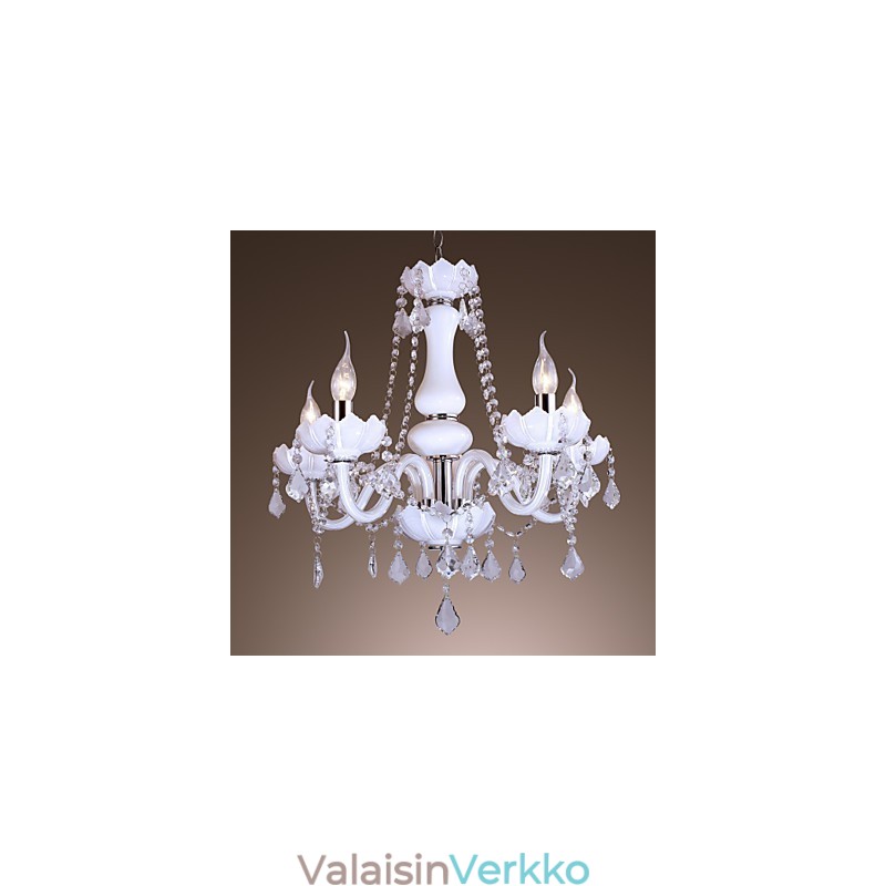 Tyylikäs kristallikruunu, jossa on 5 valkoista valoa