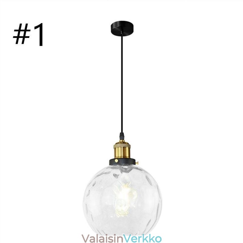 Nykyaikainen lasiriippuvalaisin, pyöreä vesikuvioinen lasiriippuvalaisin