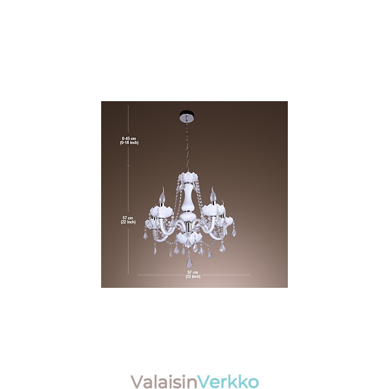 Tyylikäs kristallikruunu, jossa on 5 valkoista valoa