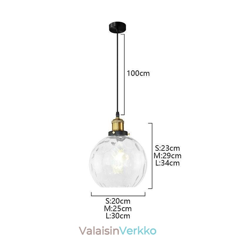 Nykyaikainen lasiriippuvalaisin, pyöreä vesikuvioinen lasiriippuvalaisin