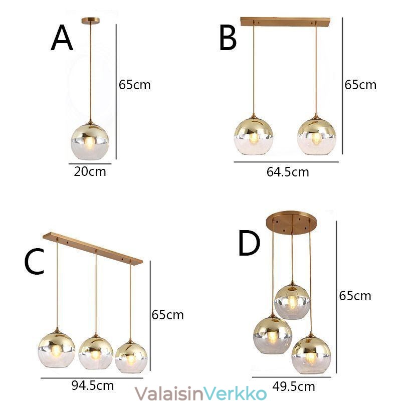 Creative Iron+Glass Globe riippuvalaisin koristeellinen valaistus