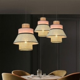 1 Kevyt mekko Lampunvarjostin Riippuvalaisin Bambu Weave Valaistus